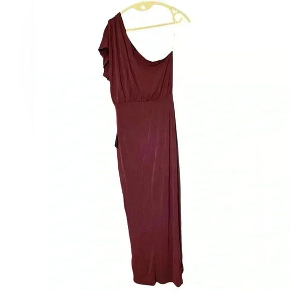 Lulu's Red Asymmetrical Ruched Maxi Gown - Picture 5 of 6